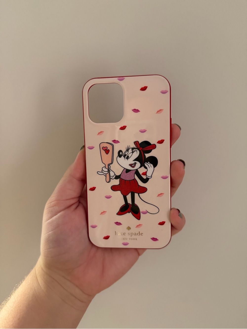 kate spade Pink Minnie Mouse Kiss-Print iPhone Case